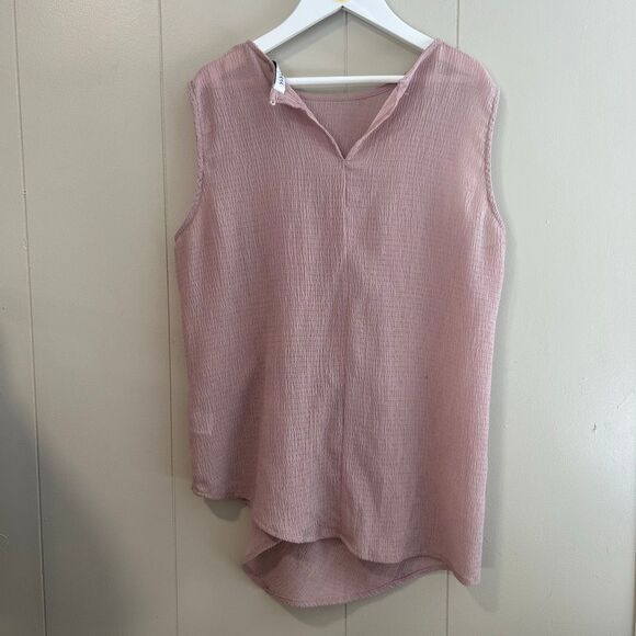 YaYa & Co. Textured Dusty Rose Sleeveless Blouse Women’s Top - Picture 1 of 7